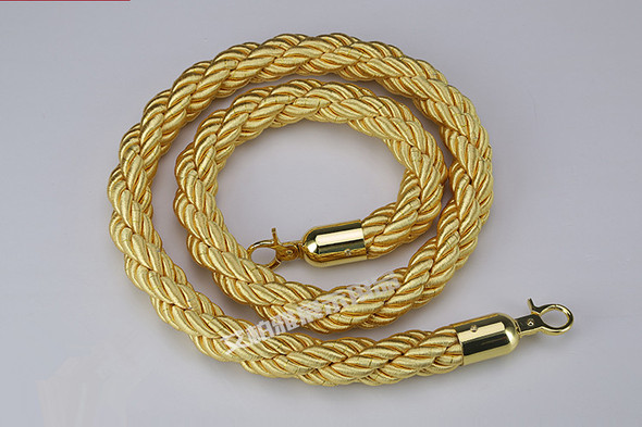 1.5 meter gold twisted stanchion rope with gold clip ends