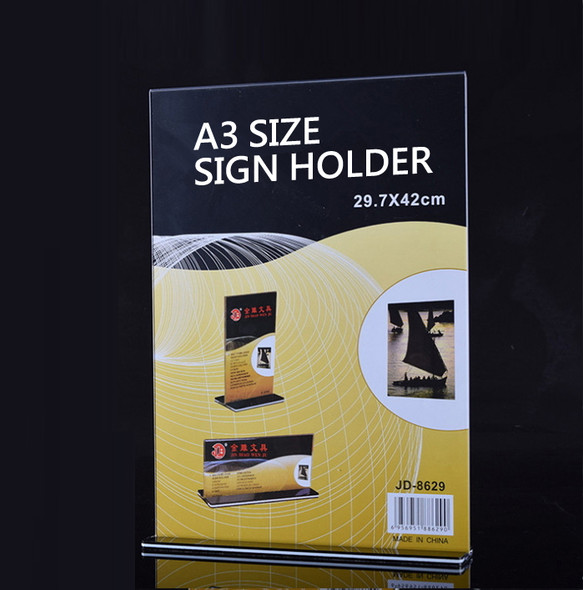Packaging illustration for the double sided acrylic sign holder