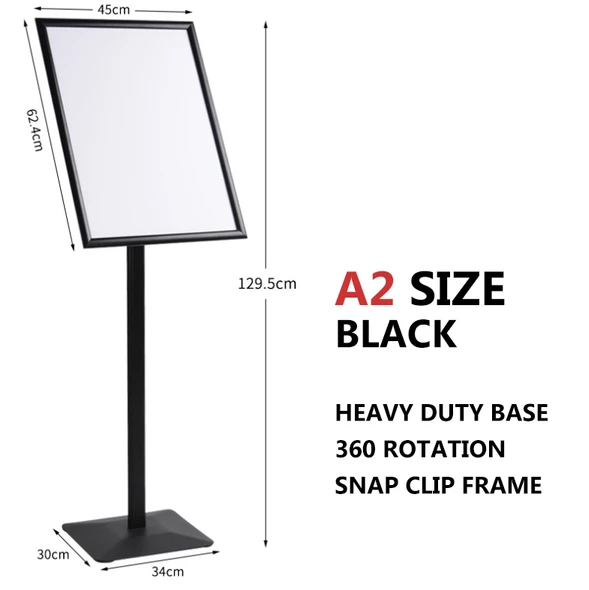 Black A2 heavy duty floor stand with snap frame