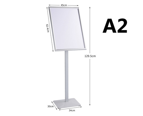 Silver A2 heavy duty floor poster stand with snap frame