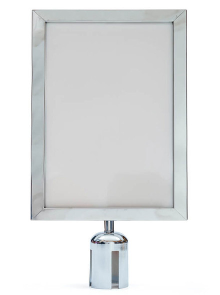 A3 Portrait Chrome Sign Holder for Retractable Barrier Bollards