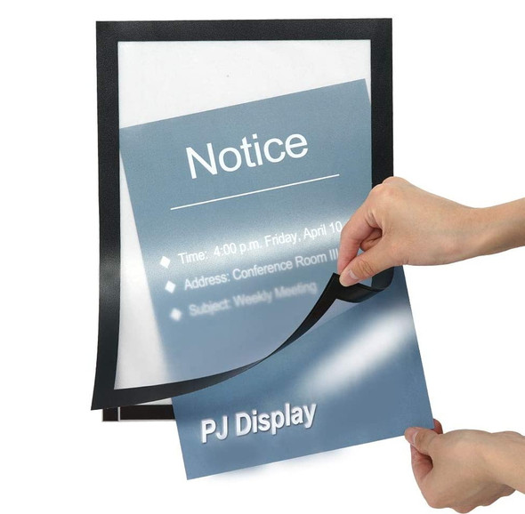 A1 black magnetic adhesive poster sign holder for glass doors