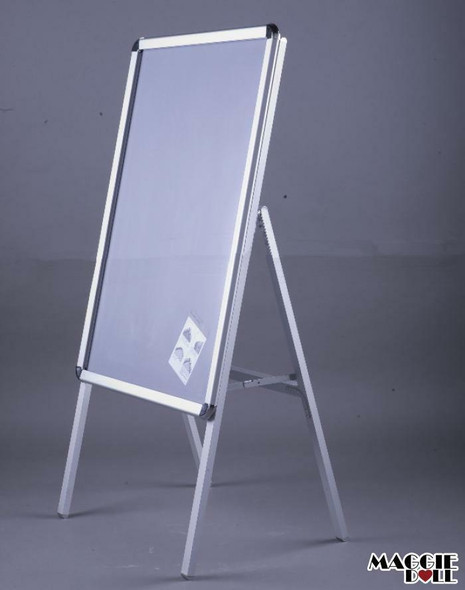 A1 single sided A-board pavement sign with silver aluminum snap frame and round corners