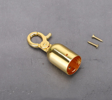 Set of 2 metal stanchion rope clip ends with chrome finish