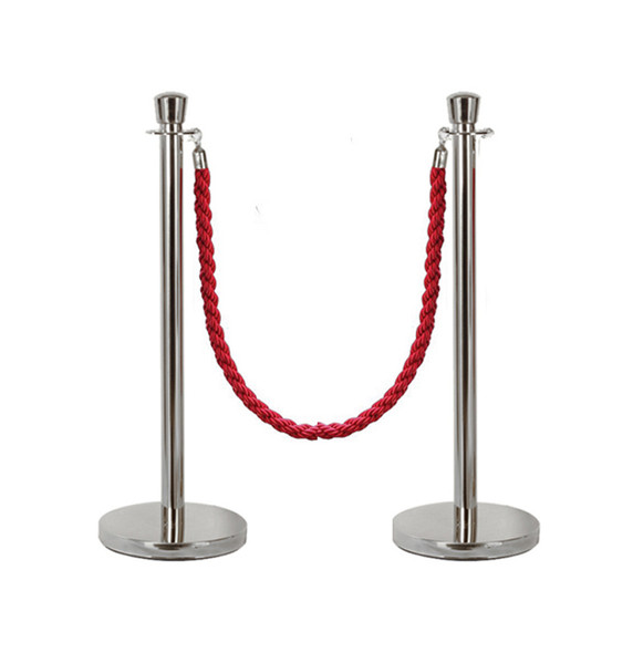 Silver Queue Barrier Bollard with Red Rope