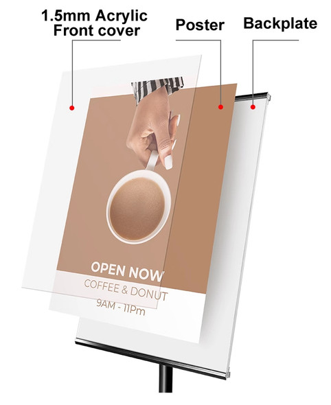 Premium A3/A4 Floor Poster Stand for business menus and signs