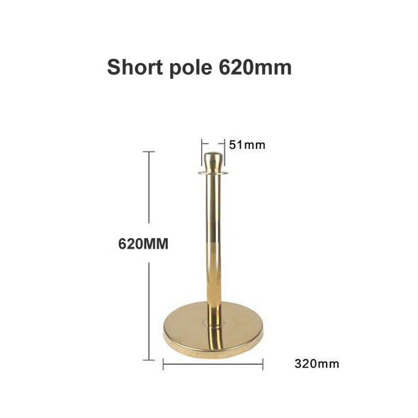 gold rope stanchion post, 62 cm ball top, front view