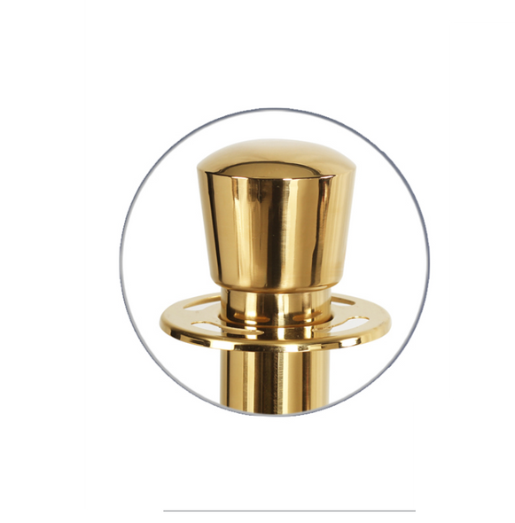 Short Gold Stanchion Bollard with Weighted Base for Display Barriers