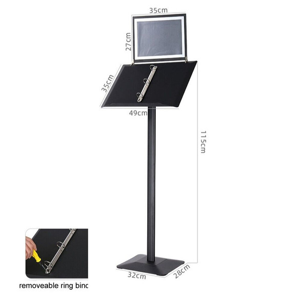 Black A4 Ring Binder Lectern Stand with integrated A4 Sign Holder