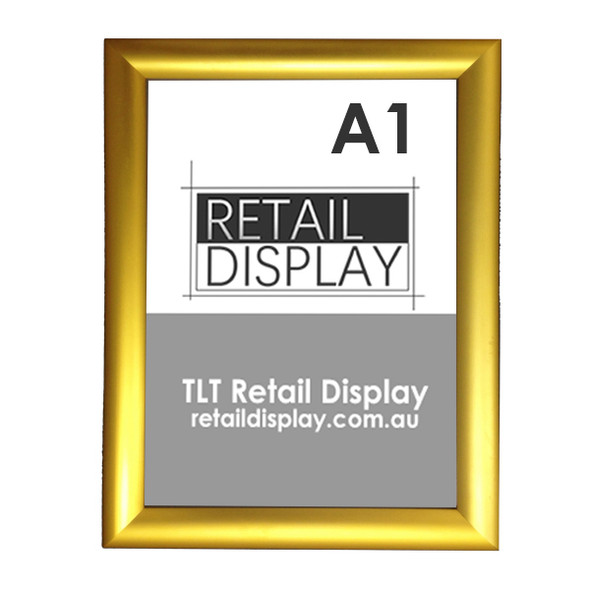 A1 gold snap frame with 25mm aluminium profile and square corners, front view