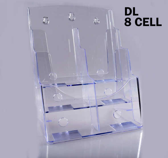 DL Size 8-Cell Brochure Holder - Wall Mount Table Top Unit (Box of 2)