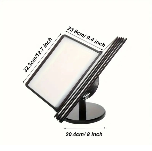 Deluxe Rotatable Desktop Menu Holder - 10 Double-Sided Pockets, Adjustable Stand, Restaurant Tabletop Display (view 3)