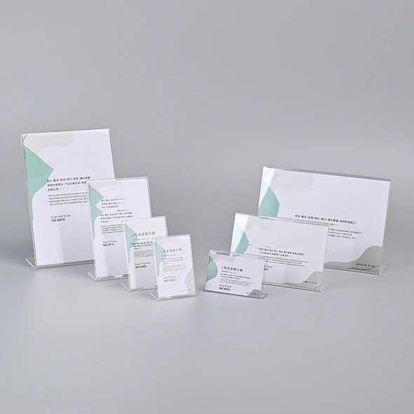 A4/A5 L-shape acrylic sign holder in 2mm clear perspex, single sided
