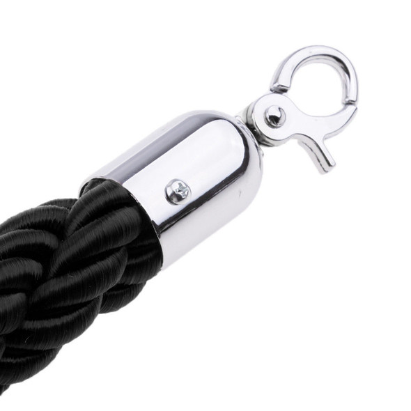 2m Black Stanchion Rope with 32mm Gold Premium Clips