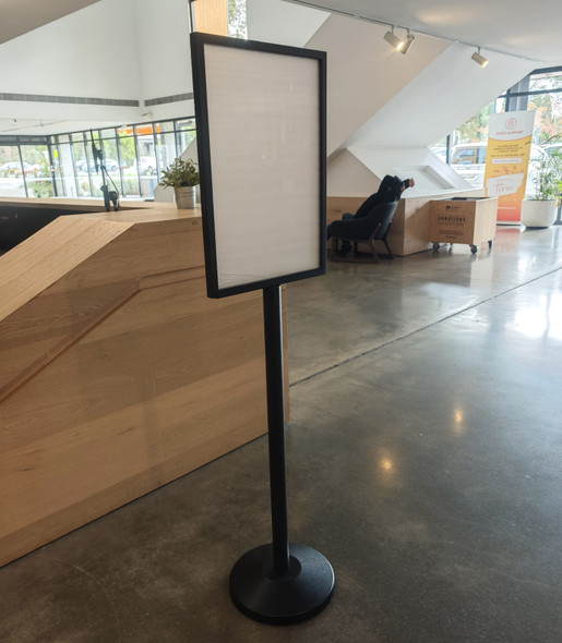 Heavy Duty Floor Standing Sign Holder – A2 Dual-Sided Poster Stand Black