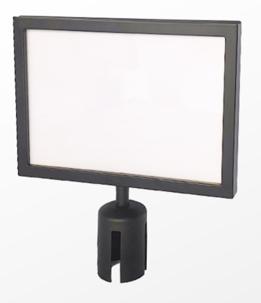 A3 Sign Holder for Retractable Belt Queue Bollard - Landscape- Black