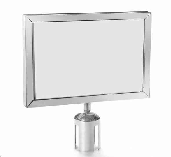 A4 Sign Holder for Retractable Belt Queue Bollard - Landscape- Sliver