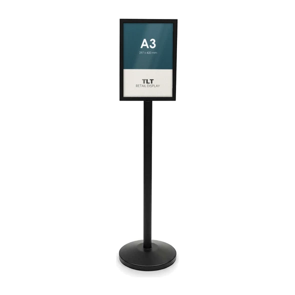 Heavy duty black A3 floor standing sign holder, double-sided poster stand