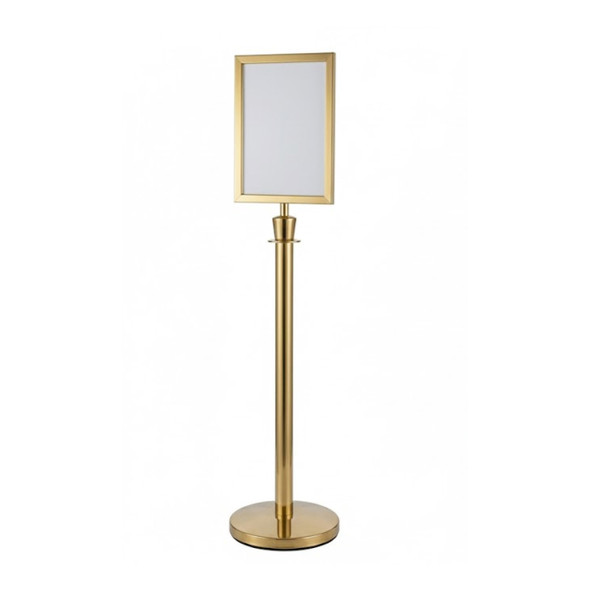 Premium Rope Bollard Barriers Crowd Control Golden with A4 Double Sign Holder (view 3)
