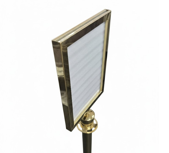Premium Rope Bollard Barriers Crowd Control Golden with A4 Double Sign Holder (view 5)