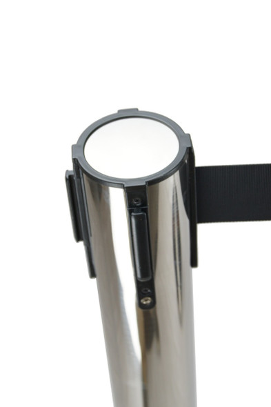 Set of 2 Queue Crowd Barriers Crowd Control with 3m Retractable Belt(Silver Pole & Black Belt)