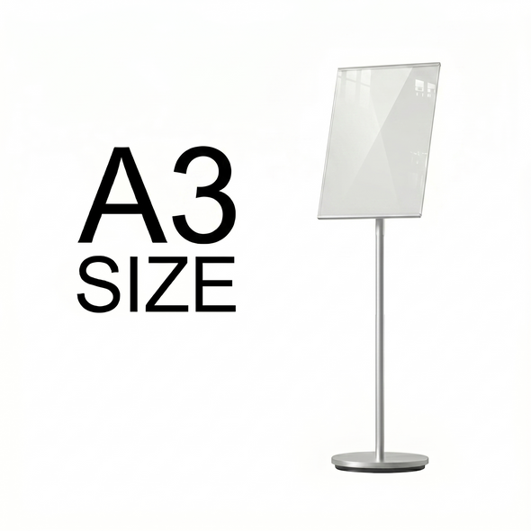A3 silver premium floor poster stand for business menus and foyer displays