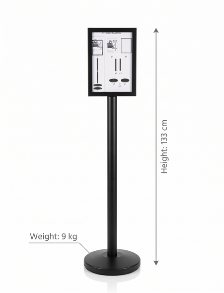 Black A4 double sided heavy duty floor standing sign holder