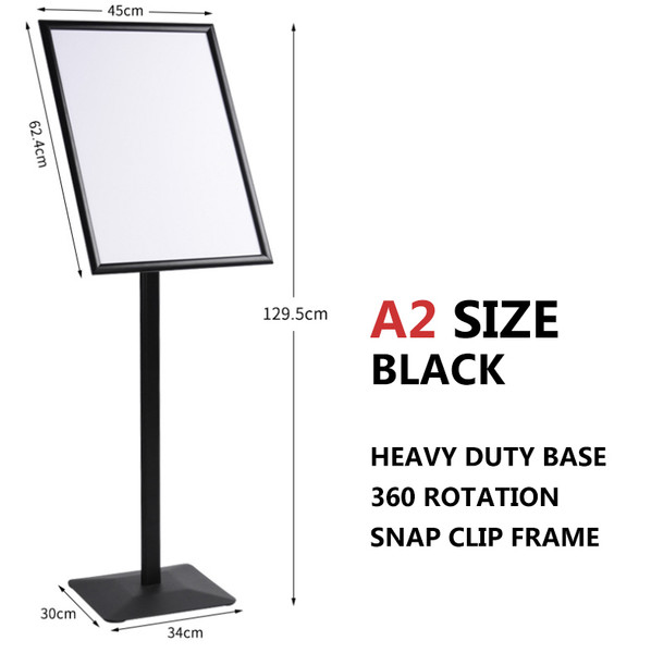 A2 Sign Floor Stand (Heavy Duty Base) Frame Poster Stand Display Stands BLACK