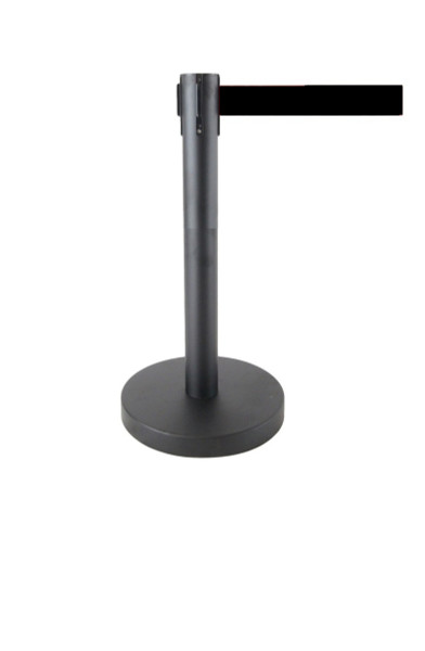 Queue Crowd Barriers Crowd Control with 3m Retractable Belt(Short Black Pole & Black Belt)