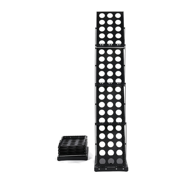 Premium portable A4 brochure holder in black steel – multi-layer literature display stand for expos and retail
