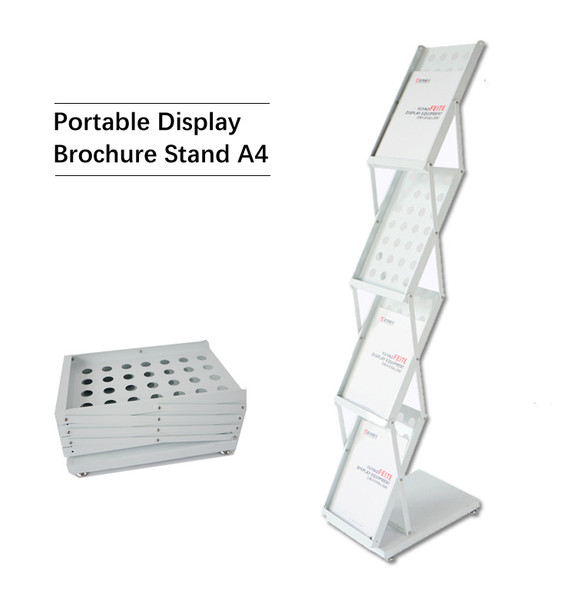 Premium Portable A4 Brochure Holder / Literature Display Stand / Catalogue White