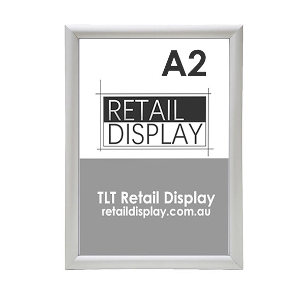 A2 Silver Matt Anodised Aluminium Snap Lock Poster Frame with Square Corners