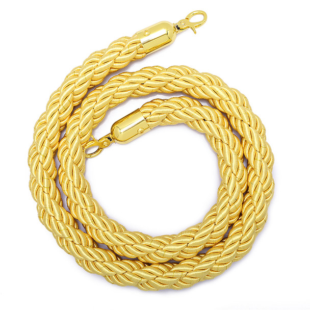 1.5m Stanchion Rope for Queue Barrier - Gold Braided with Gold Clips