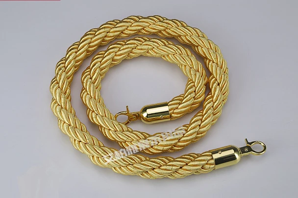 1.5 meter gold twisted stanchion rope with gold clip ends