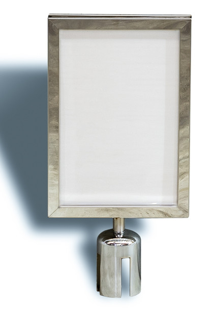 A3 Portrait Chrome Sign Holder for Retractable Barrier Bollards