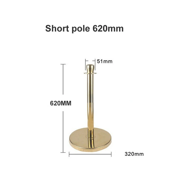 Short Gold Stanchion Bollard with Weighted Base for Display Barriers