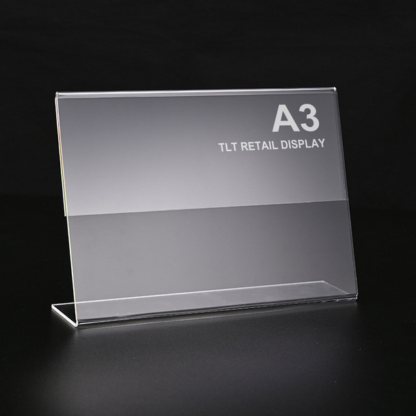 A3 portrait L-shape single-sided clear acrylic sign holder