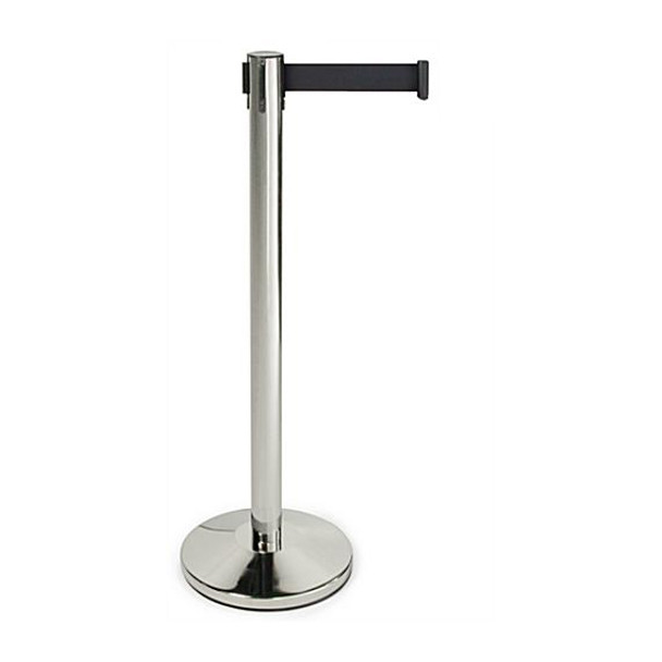 Premium 2m Retractable Black Belt Queue Barrier –  Silver Crowd Control Stanchion Stainless Steel Premium 2m Retractable Black Belt Queue Barrier –  Silver Crowd Control Stanchion Stainless Steel