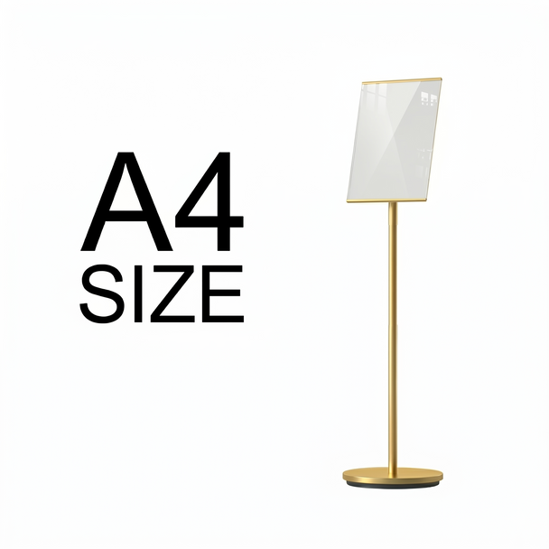 A4 Gold Premium Floor Poster Stand Business Menu Display Foyer Pedestal Sign by TLT Retail Display