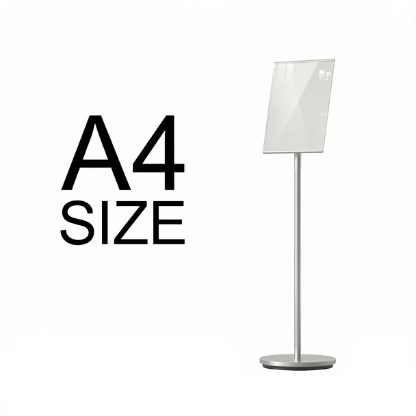 A4 Silver Premium Floor Poster Stand for Business Menu Display