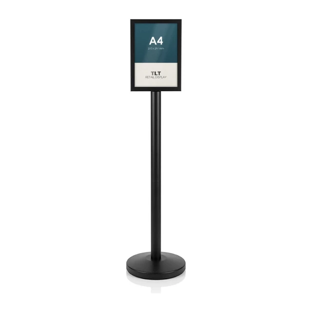 Black A4 double sided heavy duty floor standing sign holder
