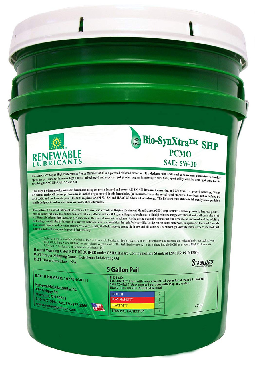 Santie Oil Company | Renewable Lubricants Bio-Syn SHP 5w30 PCMO