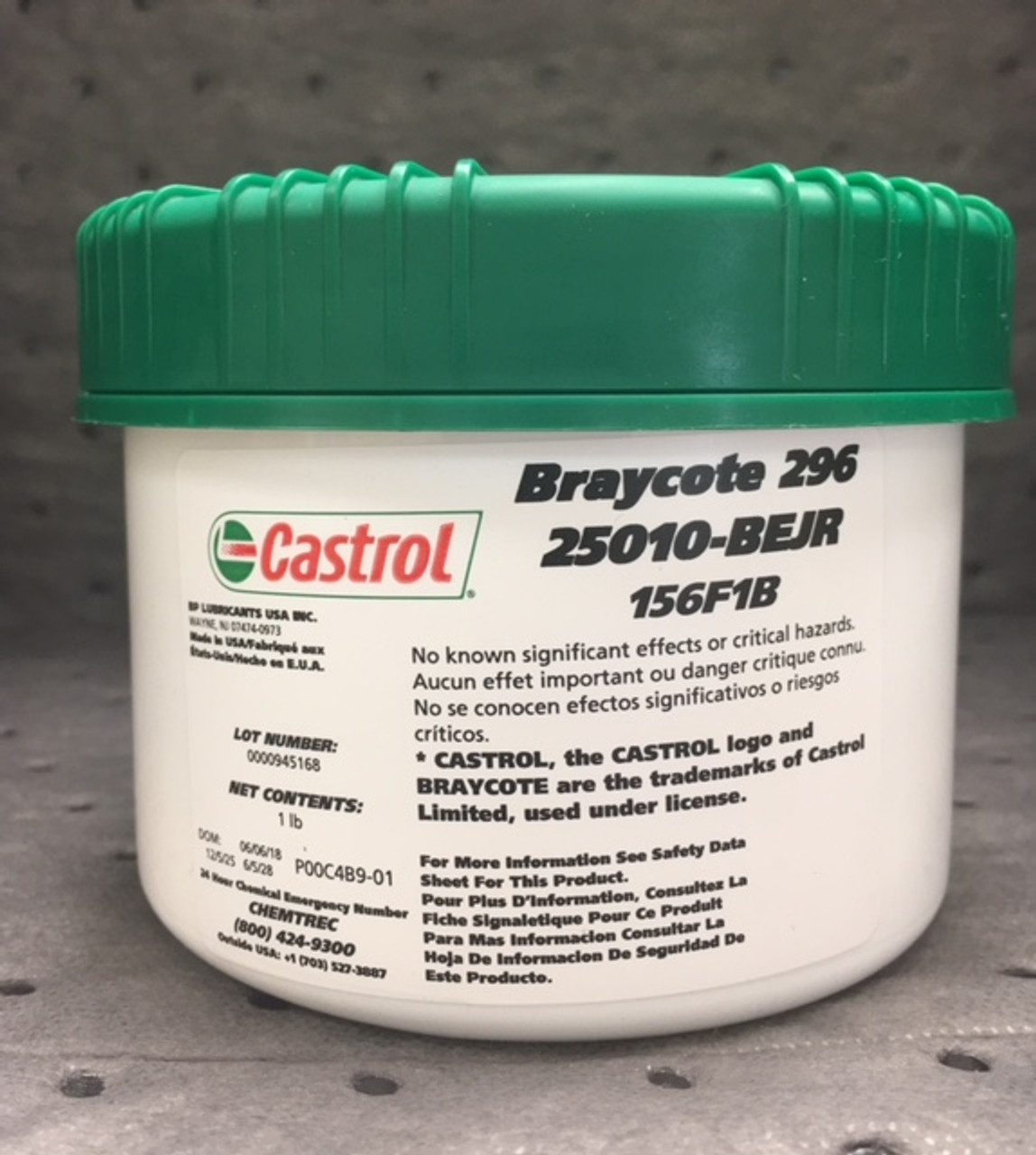 Castrol Braycote 296 - Sub-Micronic, Extreme Low Volatility Grease. 1 lb. jar (25010BEJR 156F1B)