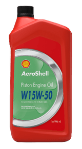 AeroShell Oil W 15w50 Semi Synthetic Aircraft Piston Engine Oil - 6/1 Quart Can Case