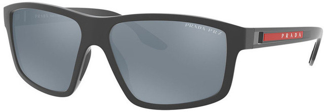 Prada Linea Rossa PS02XS - Grey Rubber/Dark Grey Silver Mirror Polarised Lenses