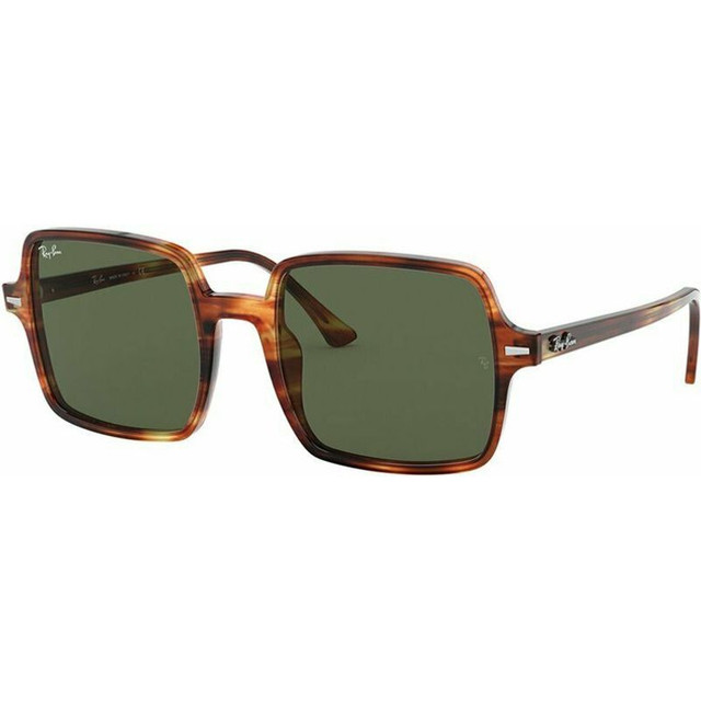 Square II RB1973 - Striped Havana/Green Glass Lenses