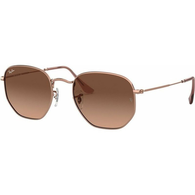 Ray-Ban Hexagonal Flat RB3548N - Copper/Pink Gradient Brown Glass Lenses 54 Eye Size