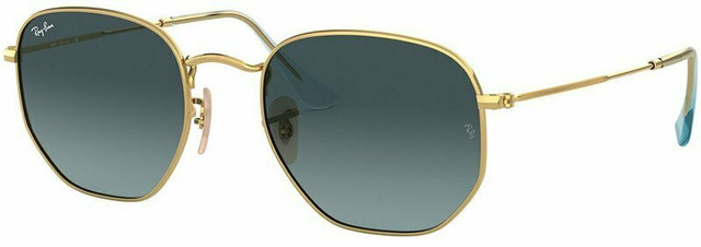 Ray-Ban Hexagonal Flat RB3548N - Gold/Blue Gradient Grey Glass Lenses 51 Eye Size