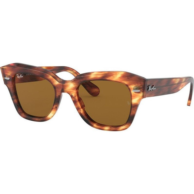 State Street RB2186 - Striped Havana/Brown Glass Lenses 52 Eye Size