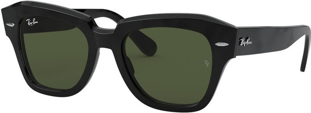 Ray-Ban State Street RB2186 - Black/Green Glass Lenses 49 Eye Size